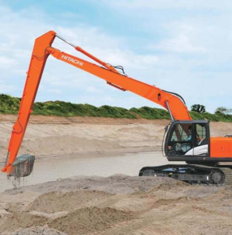 Image of 23 metre long boom excavator on rent